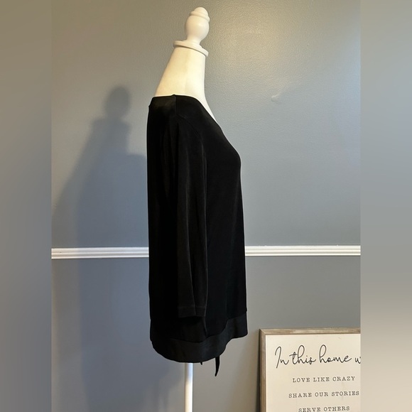 Chico's Travelers Black Blouse Top Shirt with Waist‎ Tie US Size Medium - Picture 5 of 6